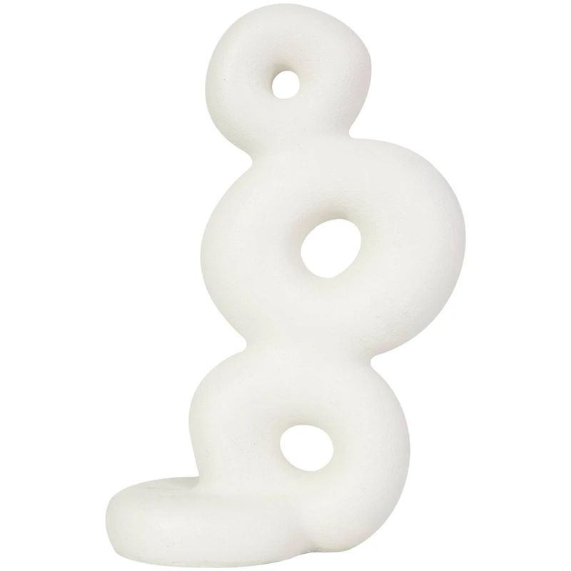 14" White Abstract Stacked Circle Ring Sculpture