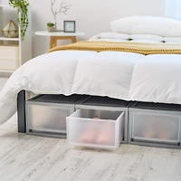 IRIS® Medium Gray Stackable Storage Bin with Clear Drawer