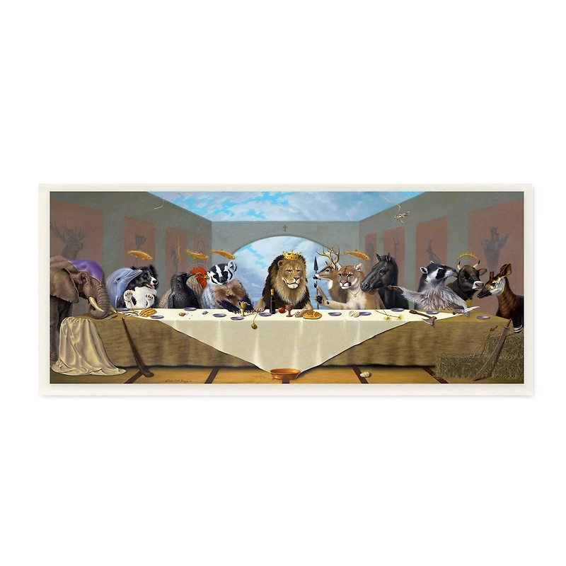 Stupell Industries Last Supper Safari Animal Version King Lion,7" x 17"
