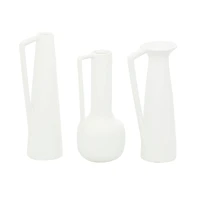 CosmoLiving by Cosmopolitan Set of 3 White Ceramic Modern Vase, 13", 12", 11"