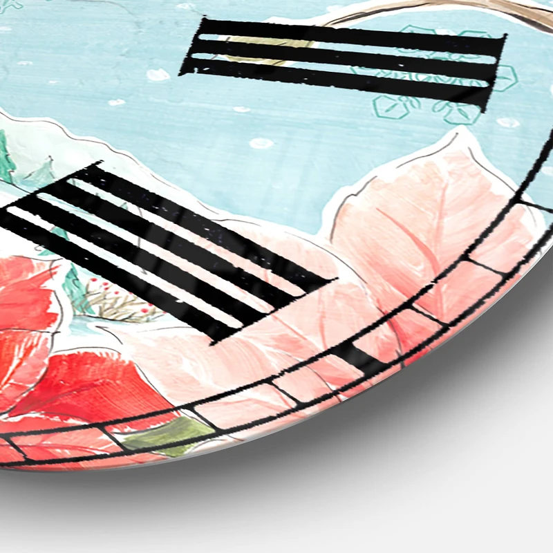 Designart 'Country Flower Snowflakes Ii Traditional Wall Clock