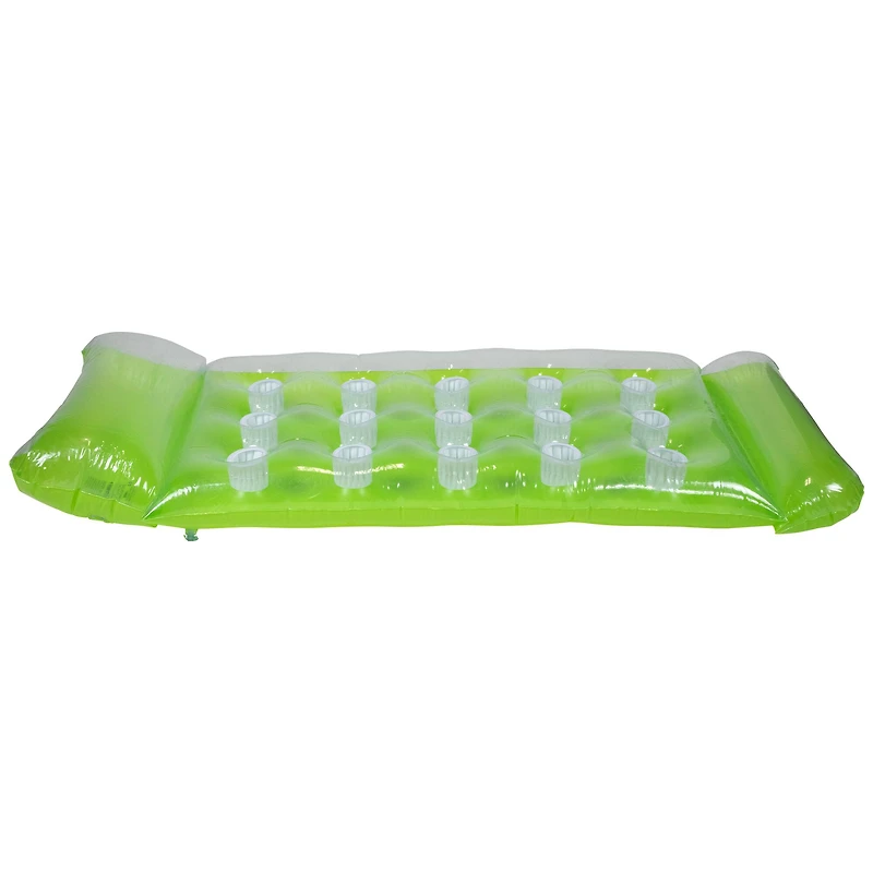 64.75" Green 15-Pocket Inflatable Swimming Pool Lounge 