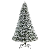 9ft. Pre-Lit Flocked Vermont Mixed Pine Artificial Christmas Tree, Clear LED Lights