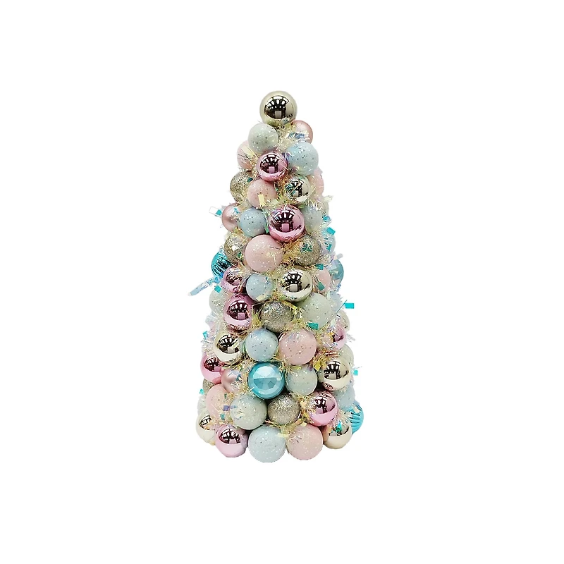 18.75" Pink, Blue & Gold Sparkly Sugar Plum Tabletop Ornament Tree by Ashland®