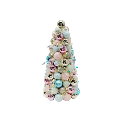 18.75" Pink, Blue & Gold Sparkly Sugar Plum Tabletop Ornament Tree by Ashland®