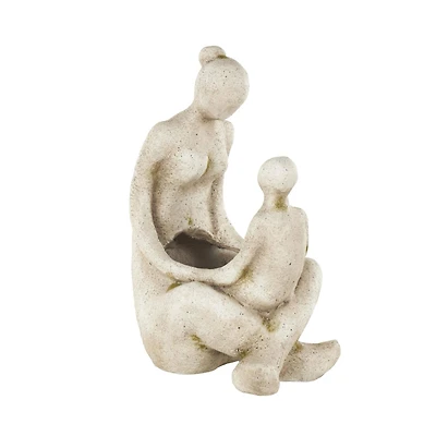 17.5" Cream Mother & Child Sitting Planter