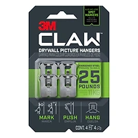 3M CLAW™ 25lb. Drywall Picture Hangers, 4ct.