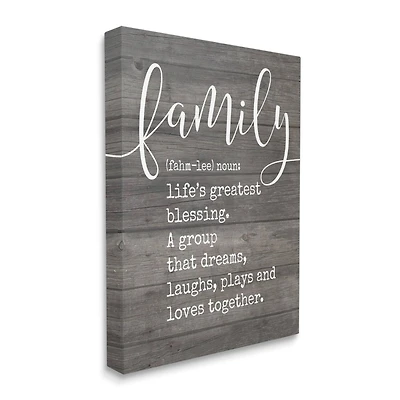 Stupell Industries Family Definition Planked Canvas Wall Art