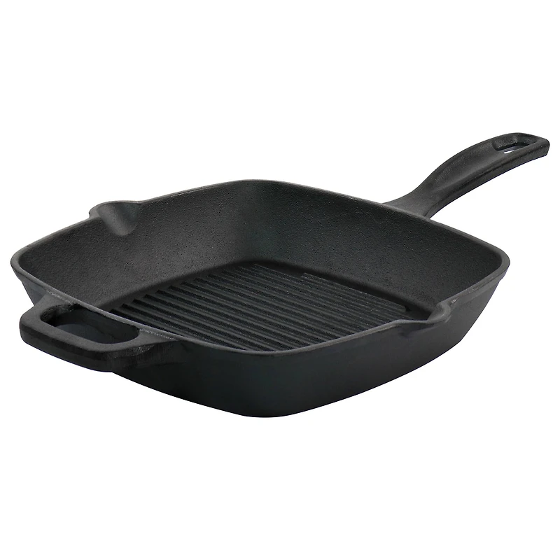 Oster Castaway 10'' Square Cast Iron Grill Pan with Pouring Spouts