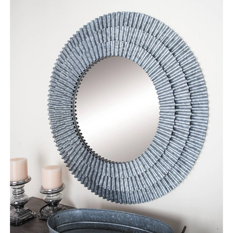 37'' Gray Farmhouse Metal Wall Mirror