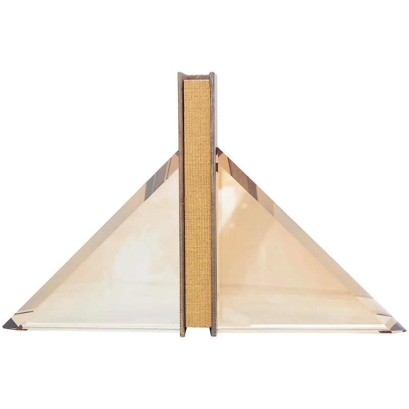 6" Gold Crystal Geometric Pyramid Shaped Bookends Set