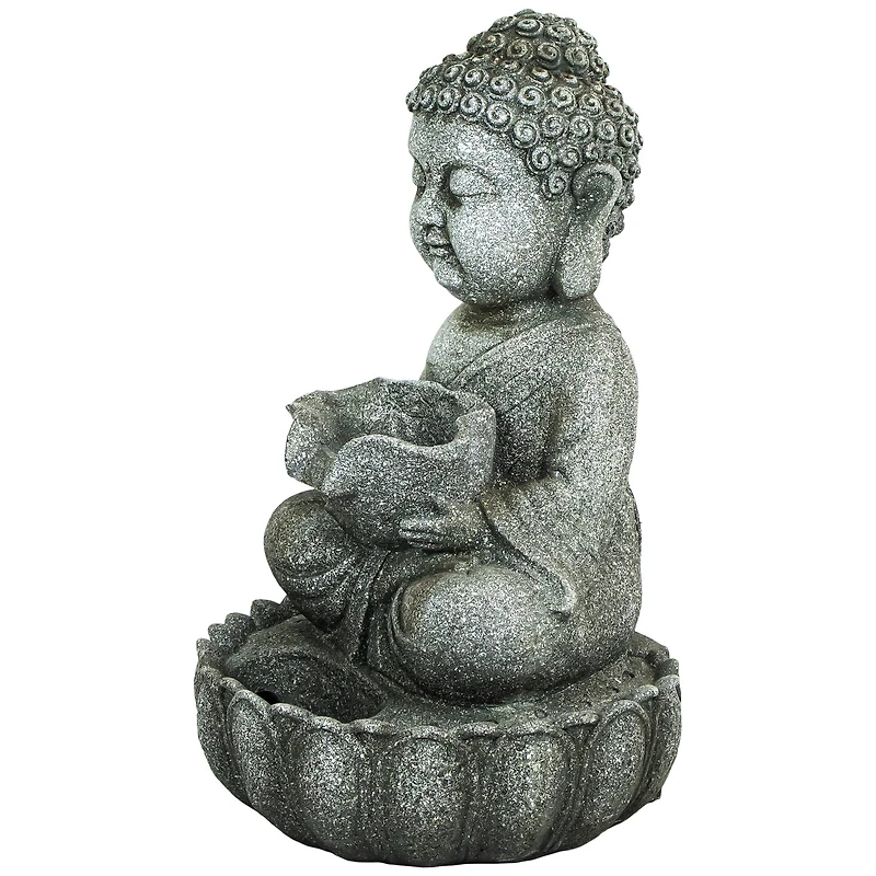 22" Buddha in Sukhasana Pose Outdoor Garden Water Fountain