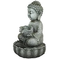 22" Buddha in Sukhasana Pose Outdoor Garden Water Fountain