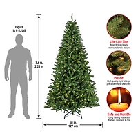 7.5ft. Pre-Lit Crater Pine Artificial Christmas Tree, Warm White LED Lights