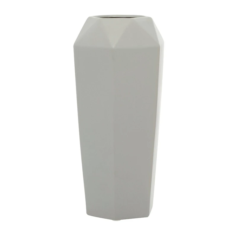 14" Light Gray Matte Stoneware Contemporary Vase