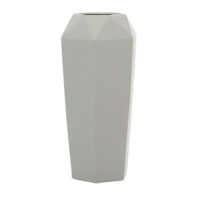 14" Light Gray Matte Stoneware Contemporary Vase