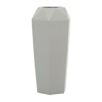 14" Light Gray Matte Stoneware Contemporary Vase