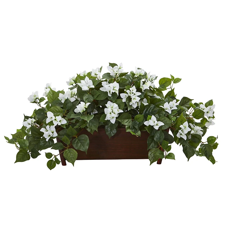 18'' White Bougainvillea Plant in Brown Planter