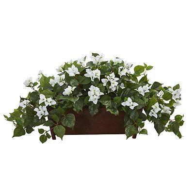 18'' White Bougainvillea Plant in Brown Planter