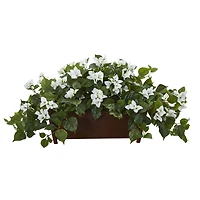 18'' White Bougainvillea Plant in Brown Planter