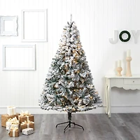 7ft. Pre-Lit Flocked Rock Springs Spruce Artificial Christmas Tree with Clear LED Lights