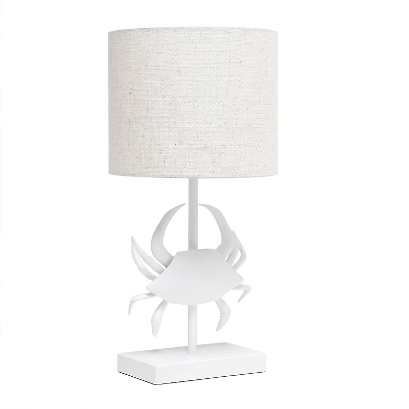 Simple Designs™ 18" White Pinching Crab Table Lamp with Light Beige Shade