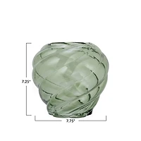 Hello Honey® 7.75" Green Round Twisted Glass Vase