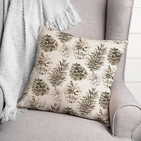 Pinecones on White Square Throw Pillow
