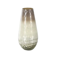12.25" Brown Glass Ombre Vase with Spotted Concaved Details & Speckled Accents