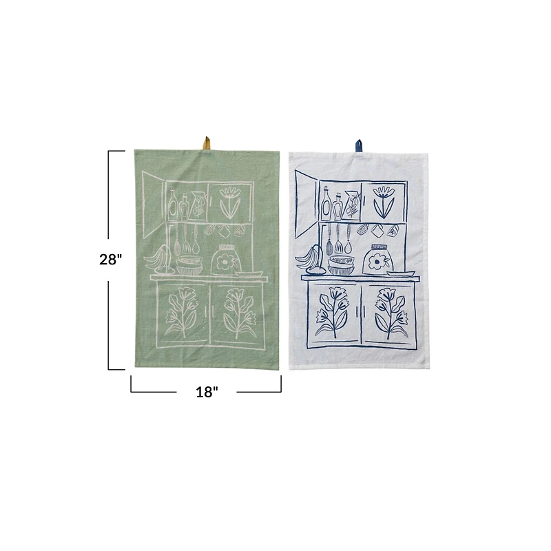 Hello Honey® Cream & Sage Kitchen-Themed Tea Towels, 2ct.