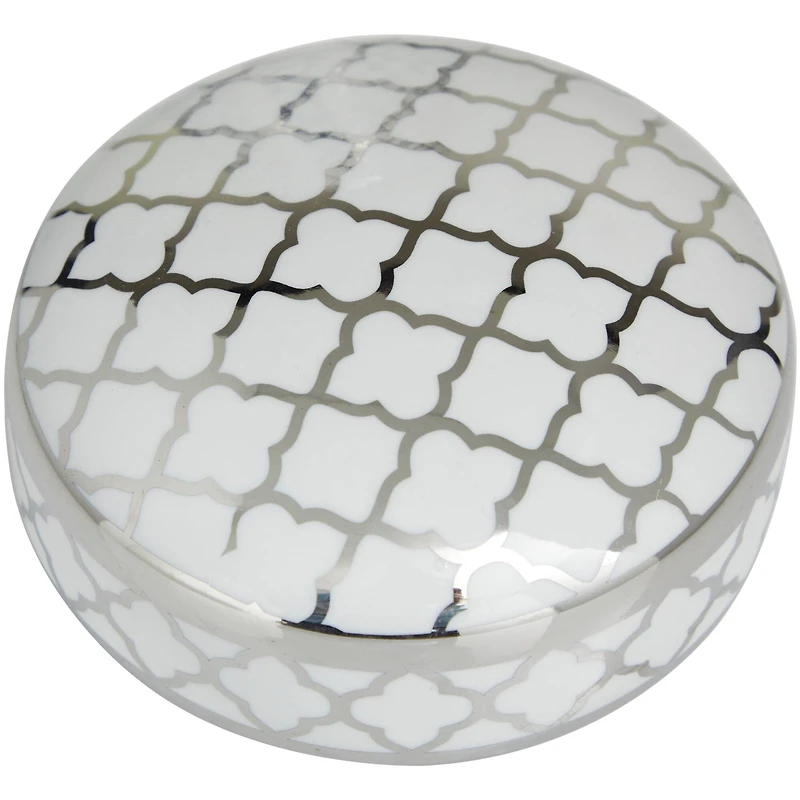 The Novogratz Silver & White Ceramic Geometric Decorative Jars Set