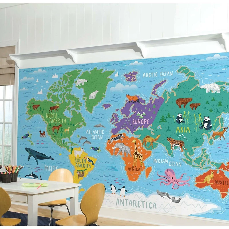 RoomMates World Map Mural Peel & Stick Wallpaper