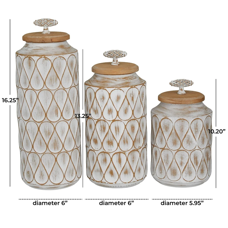 Brown Traditional Decorative Jars, Set of 3" 16", 13", 10"