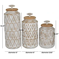 Brown Traditional Decorative Jars, Set of 3" 16", 13", 10"