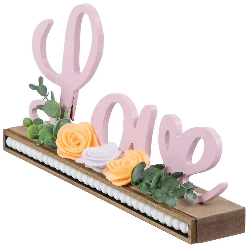 11.25" Love with Flowers Wooden Valentine's Day Sign
