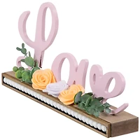 11.25" Love with Flowers Wooden Valentine's Day Sign