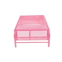 Mind Reader Pink Metal Mesh Monitor Stand with 2 Storage Compartments