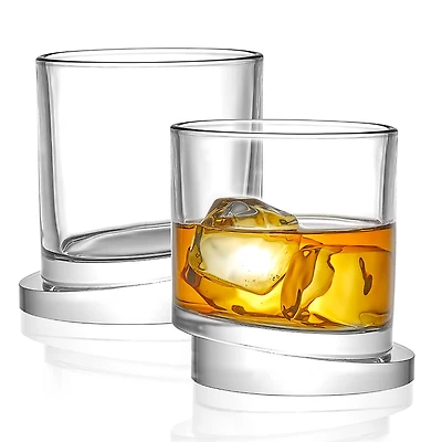 JoyJolt® 11.6oz. Aqua Vitae Round Off Base Whiskey Glasses, 2ct.