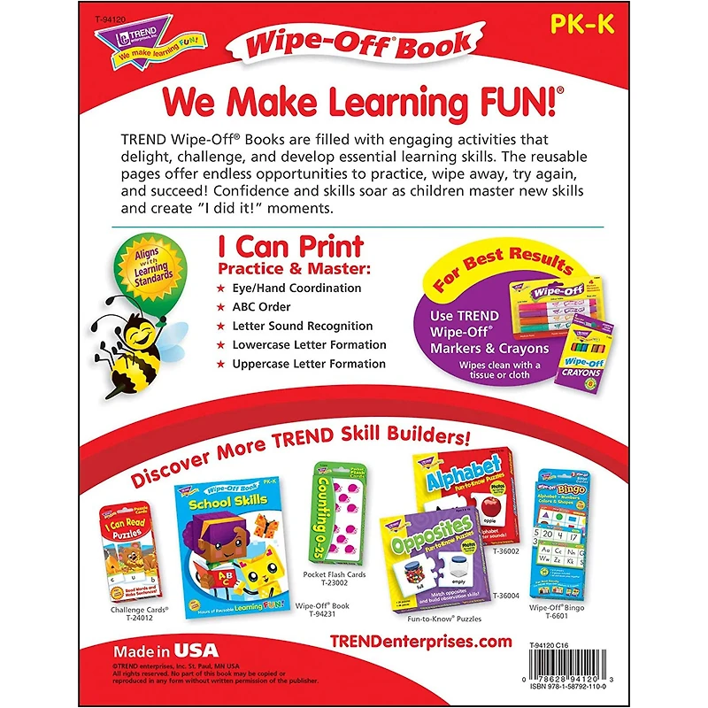 Trend Enterprises® Printing Reusable Book & Crayons Set