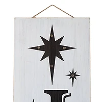 Glitzhome® 42" Lighted Wooden Nativity Porch Sign with Timer