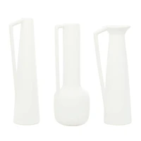 CosmoLiving by Cosmopolitan Set of 3 White Ceramic Modern Vase, 17", 16", 16"