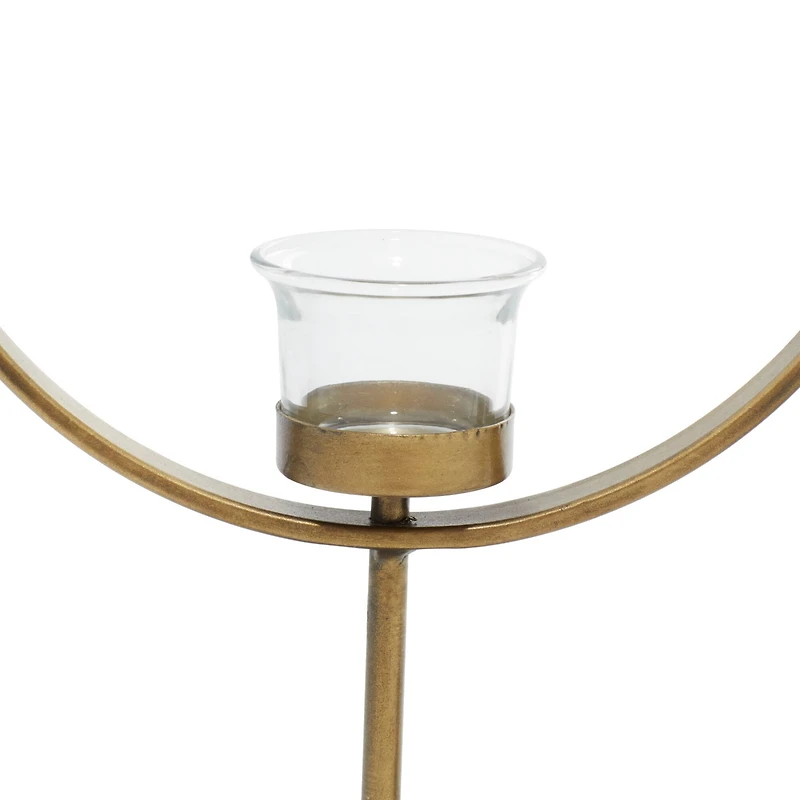 Gold Metal Contemporary Candle Holder Set