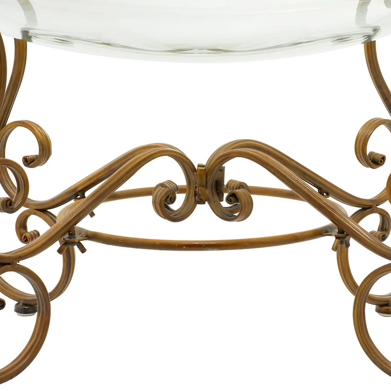 Brass Glass and Metal Traditional Serving Bowl, 14" x 21" x 16"