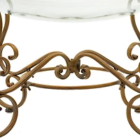 Brass Glass and Metal Traditional Serving Bowl, 14" x 21" x 16"