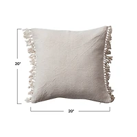 Hello Honey® 20" White Soft Cotton Pillow with Fringe