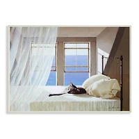 Stupell Industries Cat Resting on White Oceanside Bed Wall Plaque