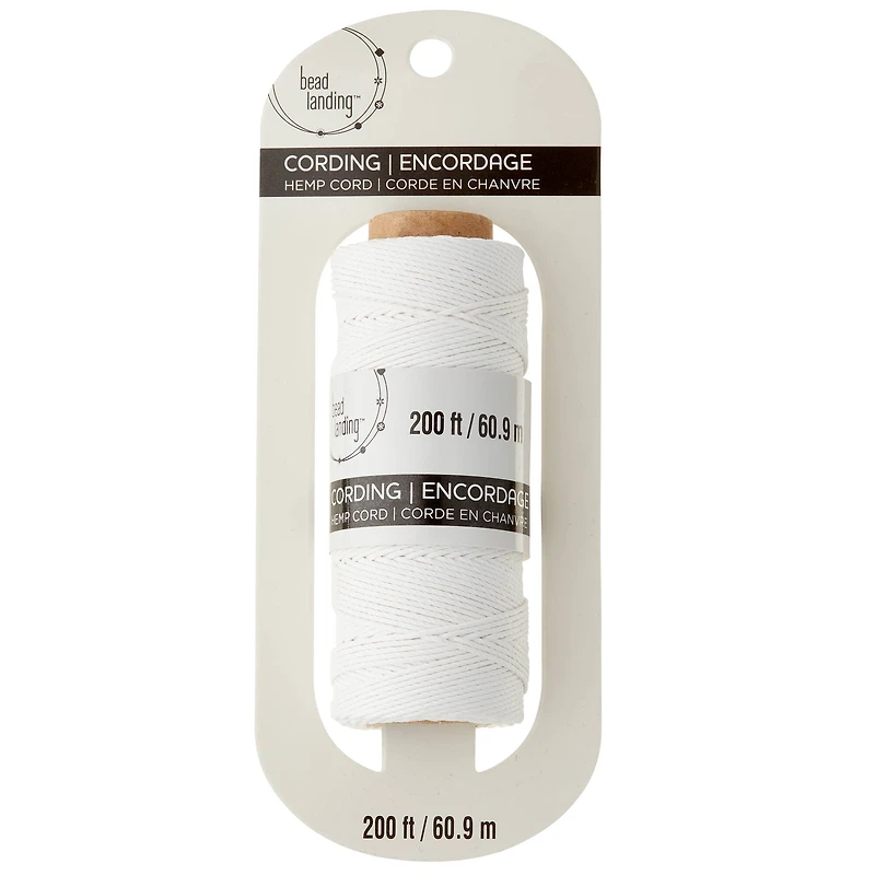 Bead Landing™ Hemp Cord Spool, White 20 lb.