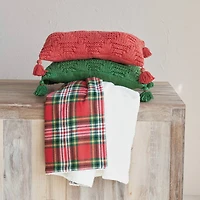 Hello Honey® 60" Red Plaid Brushed Cotton Flannel Throw with Sherpa Back