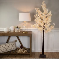 6ft. Pre-Lit White Floral Artificial Christmas Tree, Warm White LED Lights