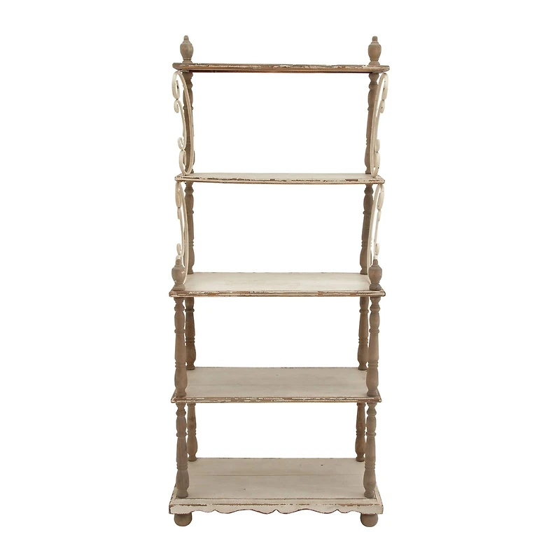 White Wood Farmhouse Shelving Unit